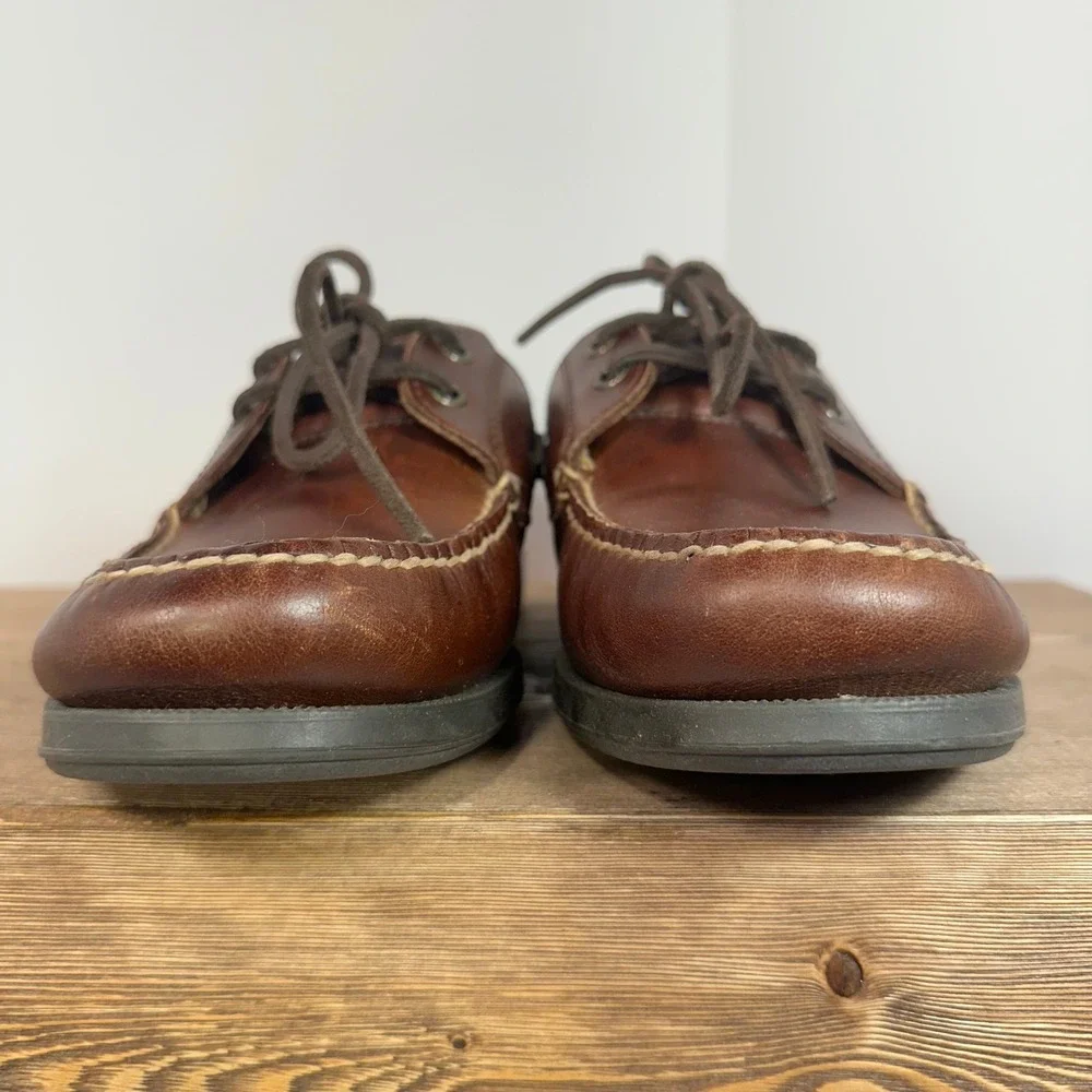 VTG Dockers Boat Shoes Mens SZ 9M Leather Handsewn Deck Shoes Preppy Old Money